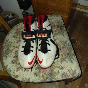 Nike White and Red High-Top Sneakers